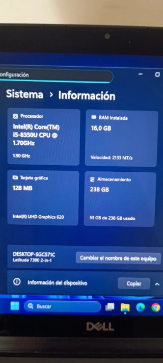Dell 2 en 1 i5 16GB Táctil Convertible