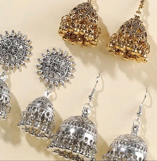 Pack 3 Pendientes Jhumka Boho Étnicos