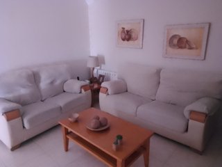 Conjunto 2 sofás tela y madera