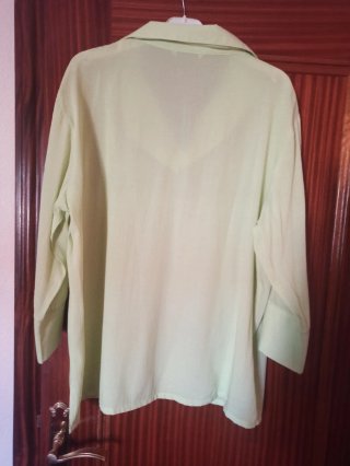 Camisa verde bordada manga 3/4