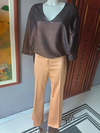 Pantaloni Tenax y Valades Satinati Oro/Bronzo