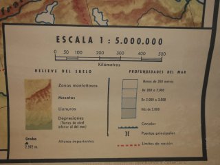Mapa Físico Europa Vintage 1960