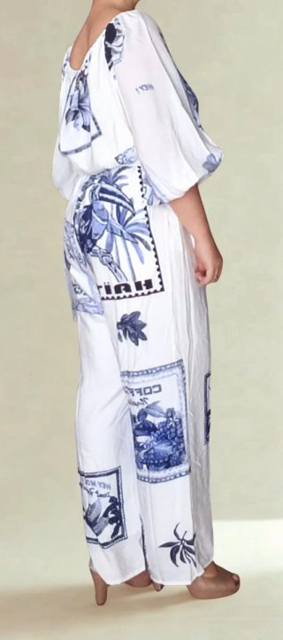 Mono Desigual Blanco y Azul Talla L