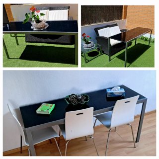 Mesa cristal templado interior/exterior