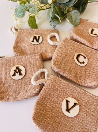 Monederos de yute personalizados con iniciales