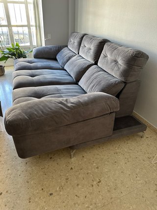 Sofá 5 plazas gris con 3 cuerpos extensibles