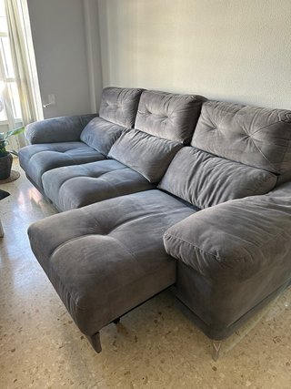 Sofá 5 plazas gris con 3 cuerpos extensibles