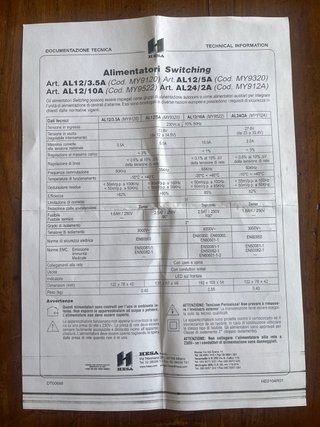 Alimentatore Hesa 12V 5A 230V AC