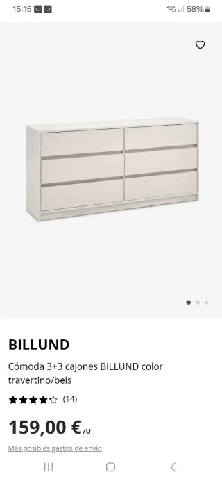 Cajonera 3+3 Jysk Billund Beige recién montada.