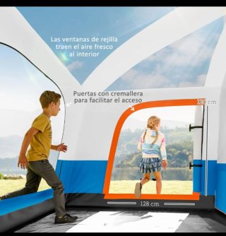 Tienda de campaña familiar azul