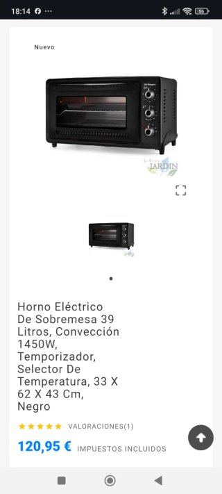 Horno Eléctrico Orbegozo 39L Convección