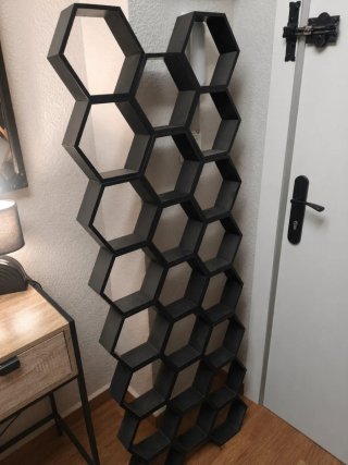 Estantería Hexagonal Madera Negra