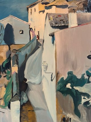 Cuadro Pintura Oleo Paisaje Pueblo