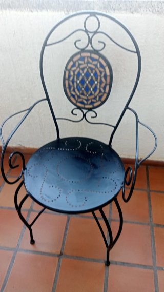 Mesa de jardín mosaico y 2 sillas