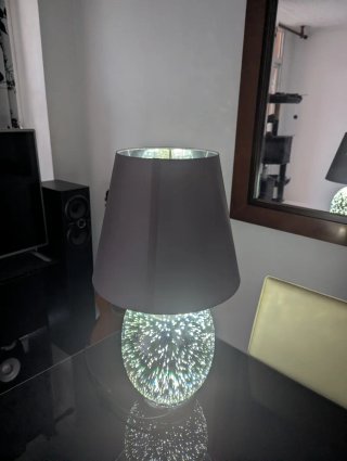 Lámpara de mesa cristal y tela