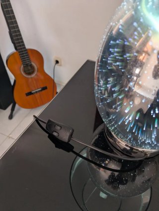 Lámpara de mesa cristal y tela
