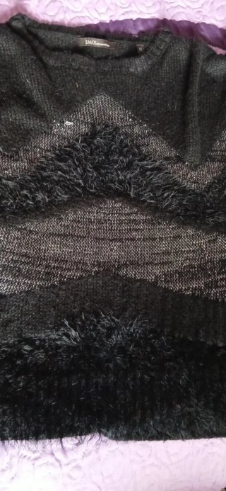 Jersey mujer texturizado negro y plata
