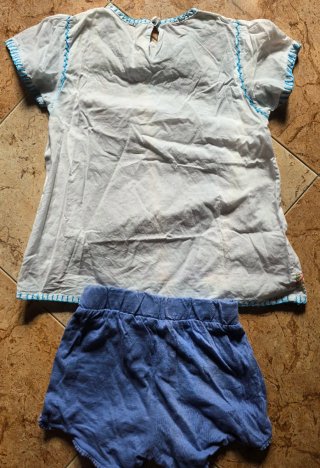 Conjunto de blusa bordada y shorts
