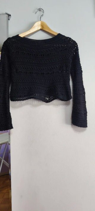 Pull&Bear Top Negro Calados