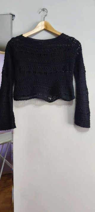Pull&Bear Top Negro Calados