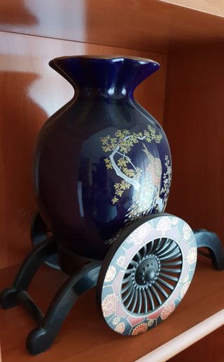 Figura Adorno China Pez Pavo Real Azul