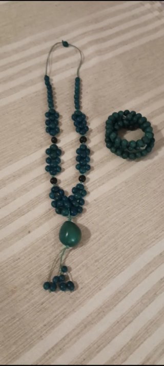 Pack Sandalias y set collar y pulsera aguamarina