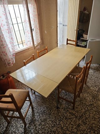 Mesa extensible con 6 sillas