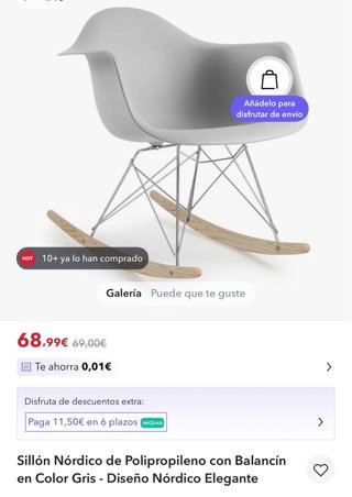 Mecedora Sillón Balancín Silla Gris