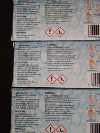 Lote pastillas potabilizadoras kit emergencia