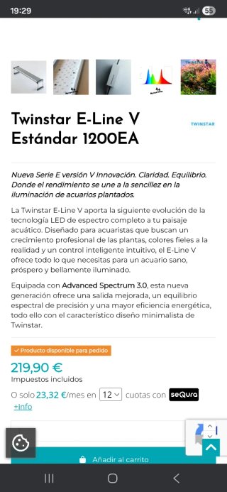 Twinstar Light 1200EA Lámpara Acuario