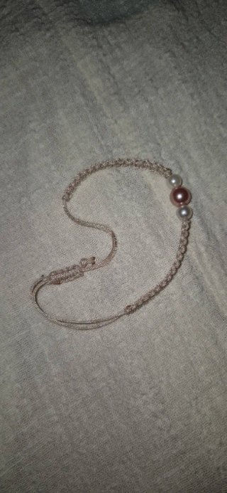 Pulsera ajustable perlas rosa y blanco