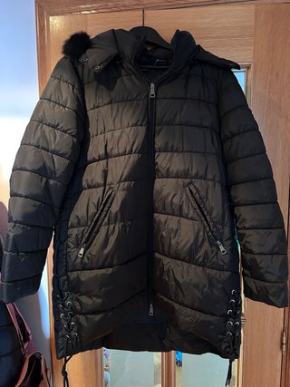 Plumífero largo negro talla L-XL