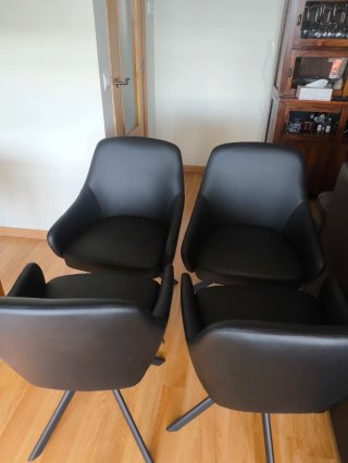 Sillas giratorias comedor polipiel negras