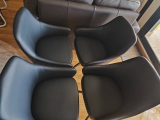 Sillas giratorias comedor polipiel negras
