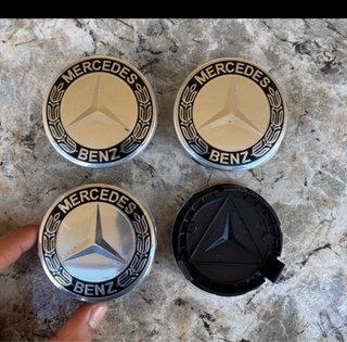 4 Tapabujes Mercedes Benz 75mm negro plata nuevos