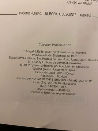 Thorgal. La espada sol. 1992.