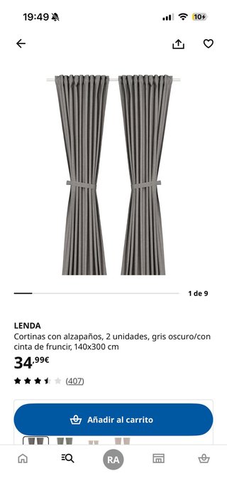 Cortinas IKEA LENDA 140x300 cm