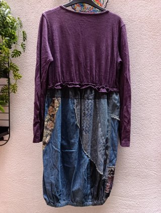 Vestido patchwork vaquero y morado