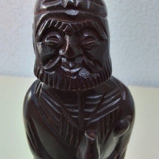 Figura Antigua Madera Oriental Tallada