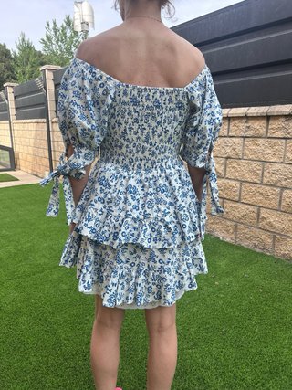 Vestido Fetiche Suances floral azul y blanco