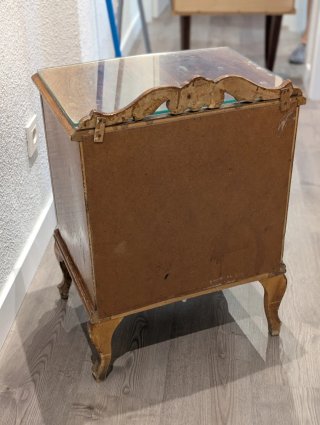 Mesita de noche madera y cristal