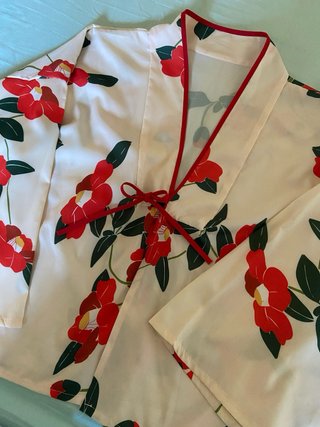 Kimono Japonés Mujer Rojo y Blanco
