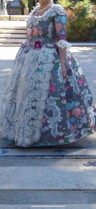 Traje de Fallera Gris Multicolor