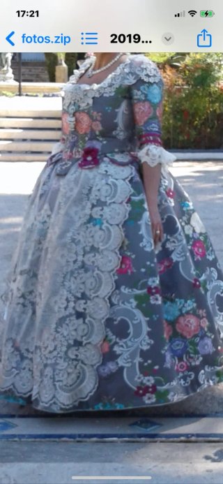 Traje de Fallera Gris Multicolor