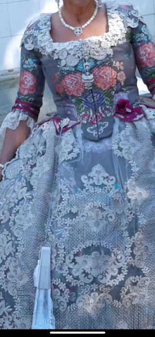 Traje de Fallera Gris Multicolor