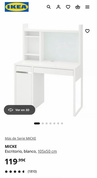 Escritorio Infantil IKEA MICKE Blanco 105x50cm