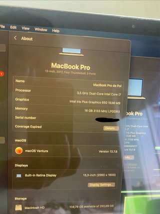 MacBook Pro 13' 2017 Touchbar Touch ID