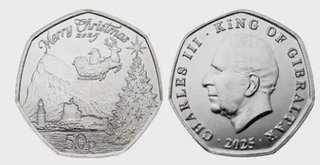 Moneda 50 Peniques Gibraltar Navidad 2025