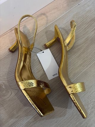 Sandalias Mango Talla 40 Doradas