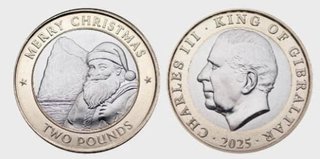 Moneda 2 Libras Gibraltar Navidad 2025 UNC